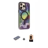 MARSİLYAN™- iPhone 13 Pro Max Kılıf Siluet Modern Koleksiyonu - Şeffaf Maxco Cam Ekran Koruyucu + Renkli Kamera Lens Koruma Cam - SI