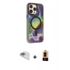 MARSİLYAN™- iPhone 13 Pro Max Kılıf Siluet Modern Koleksiyonu - Şeffaf Maxco Cam Ekran Koruyucu + Pers Alüminyum Kamera Lens - SABE