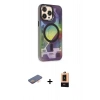MARSİLYAN™- iPhone 13 Pro Max Kılıf Siluet Modern Koleksiyonu - Şeffaf Maxco Cam Ekran Koruyucu + Renkli Kamera Lens Koruma Cam - TU