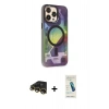 MARSİLYAN™- iPhone 13 Pro Max Kılıf Siluet Modern Koleksiyonu - Şeffaf Pasifik Cam Ekran Koruyucu + Raze Metal Kamera Lens - GD