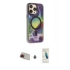 MARSİLYAN™- iPhone 13 Pro Max Kılıf Siluet Modern Koleksiyonu - Şeffaf Pasifik Cam Ekran Koruyucu + Rainbow Kamera Lens Koruma Cam - KI