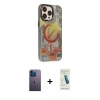 MARSİLYAN™- iPhone 13 Pro Max Kılıf Siluet Modern Koleksiyonu - Şeffaf Pasifik Cam Ekran Koruyucu + Neon Fosforlu Kamera Lens - MI