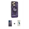 MARSİLYAN™- iPhone 13 Pro Max Kılıf Siluet Modern Koleksiyonu - Şeffaf Pasifik Cam Ekran Koruyucu + Neon Fosforlu Kamera Lens - MI