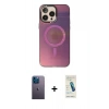 MARSİLYAN™- iPhone 13 Pro Max Kılıf Siluet Modern Koleksiyonu - Şeffaf Pasifik Cam Ekran Koruyucu + Neon Fosforlu Kamera Lens - MI