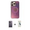 MARSİLYAN™- iPhone 13 Pro Max Kılıf Siluet Modern Koleksiyonu - Şeffaf Pasifik Cam Ekran Koruyucu + Neon Fosforlu Kamera Lens - BZ