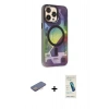 MARSİLYAN™- iPhone 13 Pro Max Kılıf Siluet Modern Koleksiyonu - Şeffaf Pasifik Cam Ekran Koruyucu + Renkli Kamera Lens Koruma Cam - PE