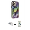 MARSİLYAN™- iPhone 13 Pro Max Kılıf Siluet Modern Koleksiyonu - Şeffaf Pasifik Cam Ekran Koruyucu + Pers Alüminyum Kamera Lens - SABE