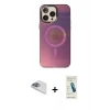 MARSİLYAN™- iPhone 13 Pro Max Kılıf Siluet Modern Koleksiyonu - Şeffaf Pasifik Cam Ekran Koruyucu + Pers Alüminyum Kamera Lens - SABE