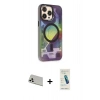 MARSİLYAN™- iPhone 13 Pro Max Kılıf Siluet Modern Koleksiyonu - Şeffaf Pasifik Cam Ekran Koruyucu + Rainbow Kamera Lens Koruma Cam - BZ