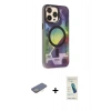 MARSİLYAN™- iPhone 13 Pro Max Kılıf Siluet Modern Koleksiyonu - Şeffaf Pasifik Cam Ekran Koruyucu + Renkli Kamera Lens Koruma Cam - SI