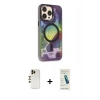 MARSİLYAN™- iPhone 13 Pro Max Kılıf Siluet Modern Koleksiyonu - Şeffaf Pasifik Cam Ekran Koruyucu + Shine Kamera Lens - GD