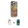 MARSİLYAN™- iPhone 13 Pro Max Kılıf Siluet Modern Koleksiyonu - Siyah 18D Cam Ekran Koruyucu + Shine Kamera Lens - GD