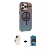 MARSİLYAN™- iPhone 13 Pro Max Kılıf Siluet Modern Koleksiyonu - Siyah 18D Cam Ekran Koruyucu + Shine Kamera Lens - GD