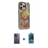 MARSİLYAN™- iPhone 13 Pro Max Kılıf Siluet Modern Koleksiyonu - Siyah 18D Cam Ekran Koruyucu + Neon Fosforlu Kamera Lens - MI