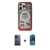 MARSİLYAN™- iPhone 13 Pro Max Kılıf Siluet Modern Koleksiyonu - Siyah 18D Cam Ekran Koruyucu + Neon Fosforlu Kamera Lens - MI