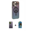 MARSİLYAN™- iPhone 13 Pro Max Kılıf Siluet Modern Koleksiyonu - Siyah 18D Cam Ekran Koruyucu + Neon Fosforlu Kamera Lens - YL