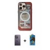 MARSİLYAN™- iPhone 13 Pro Max Kılıf Siluet Modern Koleksiyonu - Siyah 18D Cam Ekran Koruyucu + Neon Fosforlu Kamera Lens - BZ