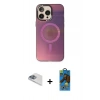 MARSİLYAN™- iPhone 13 Pro Max Kılıf Siluet Modern Koleksiyonu - Siyah 18D Cam Ekran Koruyucu + Pers Alüminyum Kamera Lens - SABE