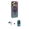 MARSİLYAN™- iPhone 13 Pro Max Kılıf Siluet Modern Koleksiyonu - Siyah 18D Cam Ekran Koruyucu + Pers Alüminyum Kamera Lens - LT