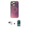 MARSİLYAN™- iPhone 13 Pro Max Kılıf Siluet Modern Koleksiyonu - Siyah 18D Cam Ekran Koruyucu + Pers Alüminyum Kamera Lens - LT