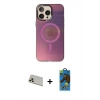 MARSİLYAN™- iPhone 13 Pro Max Kılıf Siluet Modern Koleksiyonu - Siyah 18D Cam Ekran Koruyucu + Rainbow Kamera Lens Koruma Cam - REGD