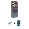 MARSİLYAN™- iPhone 13 Pro Max Kılıf Siluet Modern Koleksiyonu - Siyah 18D Cam Ekran Koruyucu + Shine Kamera Lens Koruma Cam - MI