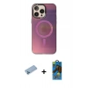 MARSİLYAN™- iPhone 13 Pro Max Kılıf Siluet Modern Koleksiyonu - Siyah 18D Cam Ekran Koruyucu + Shine Kamera Lens Koruma Cam - MI