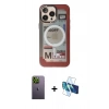 MARSİLYAN™- iPhone 13 Pro Max Kılıf Siluet Modern Koleksiyonu - Siyah 3D Antistatik Cam Ekran Koruyucu + Neon Fosforlu Kamera Lens - YL
