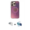 MARSİLYAN™- iPhone 13 Pro Max Kılıf Siluet Modern Koleksiyonu - Siyah 3D Antistatik Cam Ekran Koruyucu + Pers Alüminyum Kamera Lens - SABE