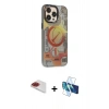 MARSİLYAN™- iPhone 13 Pro Max Kılıf Siluet Modern Koleksiyonu - Siyah 3D Antistatik Cam Ekran Koruyucu + Pers Alüminyum Kamera Lens - KI