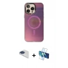 MARSİLYAN™- iPhone 13 Pro Max Kılıf Siluet Modern Koleksiyonu - Siyah 3D Antistatik Cam Ekran Koruyucu + Pers Alüminyum Kamera Lens - LT
