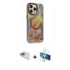 MARSİLYAN™- iPhone 13 Pro Max Kılıf Siluet Modern Koleksiyonu - Siyah 3D Antistatik Cam Ekran Koruyucu + Pers Alüminyum Kamera Lens - SABE