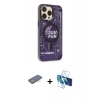 MARSİLYAN™- iPhone 13 Pro Max Kılıf Siluet Modern Koleksiyonu - Siyah 3D Antistatik Cam Ekran Koruyucu + Renkli Kamera Lens Koruma Cam - MI