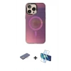 MARSİLYAN™- iPhone 13 Pro Max Kılıf Siluet Modern Koleksiyonu - Siyah 3D Antistatik Cam Ekran Koruyucu + Renkli Kamera Lens Koruma Cam - MI