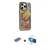 MARSİLYAN™- iPhone 13 Pro Max Kılıf Siluet Modern Koleksiyonu - Siyah 3D Antistatik Cam Ekran Koruyucu + Renkli Kamera Lens Koruma Cam - TU