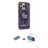 MARSİLYAN™- iPhone 13 Pro Max Kılıf Siluet Modern Koleksiyonu - Siyah 3D Antistatik Cam Ekran Koruyucu + Renkli Kamera Lens Koruma Cam - SI