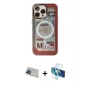 MARSİLYAN™- iPhone 13 Pro Max Kılıf Siluet Modern Koleksiyonu - Siyah 3D Antistatik Cam Ekran Koruyucu + Rainbow Kamera Lens Koruma Cam - MI