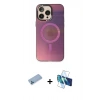 MARSİLYAN™- iPhone 13 Pro Max Kılıf Siluet Modern Koleksiyonu - Siyah 3D Antistatik Cam Ekran Koruyucu + Shine Kamera Lens Koruma Cam - MI