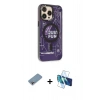 MARSİLYAN™- iPhone 13 Pro Max Kılıf Siluet Modern Koleksiyonu - Siyah 3D Antistatik Cam Ekran Koruyucu + Shine Kamera Lens Koruma Cam - GI