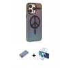 MARSİLYAN™- iPhone 13 Pro Max Kılıf Siluet Modern Koleksiyonu - Siyah 3D Antistatik Cam Ekran Koruyucu + Shine Kamera Lens Koruma Cam - PE