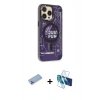 MARSİLYAN™- iPhone 13 Pro Max Kılıf Siluet Modern Koleksiyonu - Siyah 3D Antistatik Cam Ekran Koruyucu + Shine Kamera Lens Koruma Cam - MI