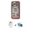 MARSİLYAN™- iPhone 13 Pro Max Kılıf Siluet Modern Koleksiyonu - Siyah 3D Antistatik Cam Ekran Koruyucu + Shine Kamera Lens - GD