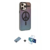 MARSİLYAN™- iPhone 13 Pro Max Kılıf Siluet Modern Koleksiyonu - Siyah 3D Antistatik Cam Ekran Koruyucu + Shine Kamera Lens Koruma Cam - GI
