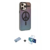 MARSİLYAN™- iPhone 13 Pro Max Kılıf Siluet Modern Koleksiyonu - Siyah 3D Antistatik Cam Ekran Koruyucu + Shine Kamera Lens Koruma Cam - MI