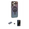 MARSİLYAN™- iPhone 13 Pro Max Kılıf Siluet Modern Koleksiyonu - Siyah 3D Antistatik Hayalet Cam Ekran Koruyucu + Renkli Kamera Lens Koruma Cam - SI