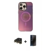 MARSİLYAN™- iPhone 13 Pro Max Kılıf Siluet Modern Koleksiyonu - Siyah 3D Antistatik Hayalet Cam Ekran Koruyucu + Raze Metal Kamera Lens - GD