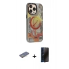 MARSİLYAN™- iPhone 13 Pro Max Kılıf Siluet Modern Koleksiyonu - Siyah 3D Antistatik Hayalet Cam Ekran Koruyucu + Renkli Kamera Lens Koruma Cam - SI