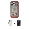 MARSİLYAN™- iPhone 13 Pro Max Kılıf Siluet Modern Koleksiyonu - Siyah 3D Antistatik Hayalet Cam Ekran Koruyucu + Shine Kamera Lens - GD