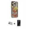 MARSİLYAN™- iPhone 13 Pro Max Kılıf Siluet Modern Koleksiyonu - Siyah 3D Antistatik Hayalet Cam Ekran Koruyucu + Rainbow Kamera Lens Koruma Cam - BZ