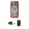 MARSİLYAN™- iPhone 13 Pro Max Kılıf Siluet Modern Koleksiyonu - Siyah 3D Antistatik Hayalet Cam Ekran Koruyucu + Raze Metal Kamera Lens - GD